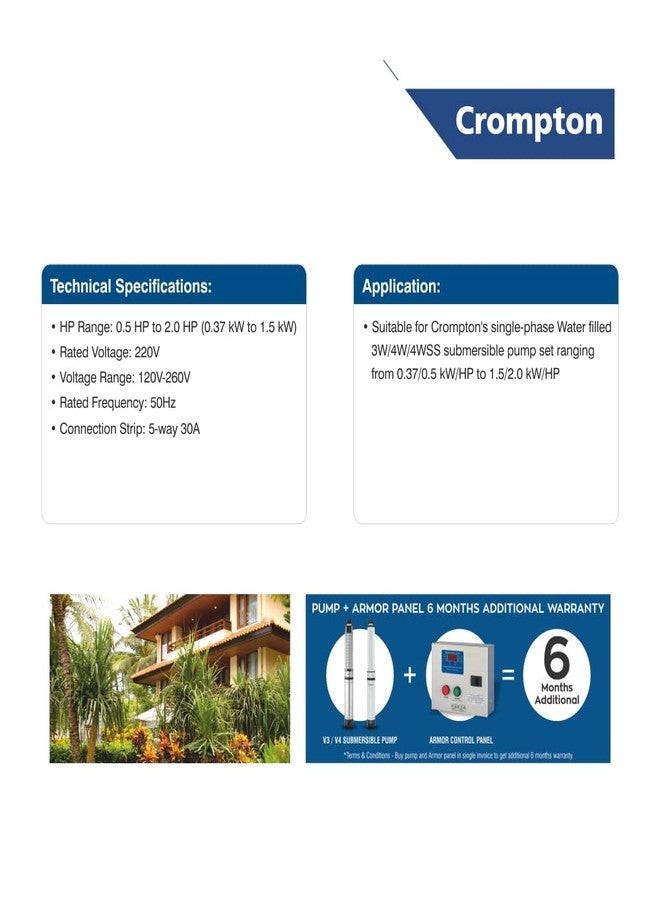 Crompton ARMOR1.5-DSU Single Phase Control Panel 1.5 HP - Image 3